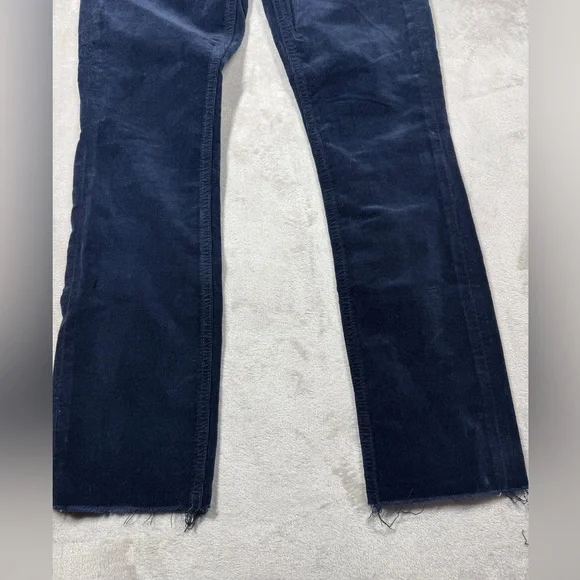 MOTHER Mid Rise Dazzler Corduroy Ankle Fray Night Sky Dark Navy Blue Pants 24 - Picture 2 of 16